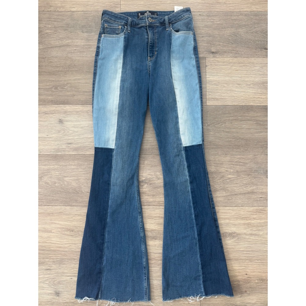 Hollister High Rise Vintage Flare Jeans Blue Patchwork Colorblock W27 L32 5R‎